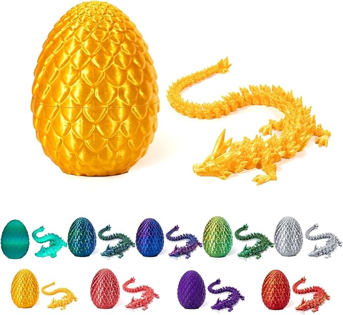 3D Printed Dragon In Egg,Full Articulated Dragon Crystal Dragon With Dragon Egg,Flexible Joints Home Decor Executive Desk Toys,Home Office Decor Executive Desk Toys For Autism ADHD