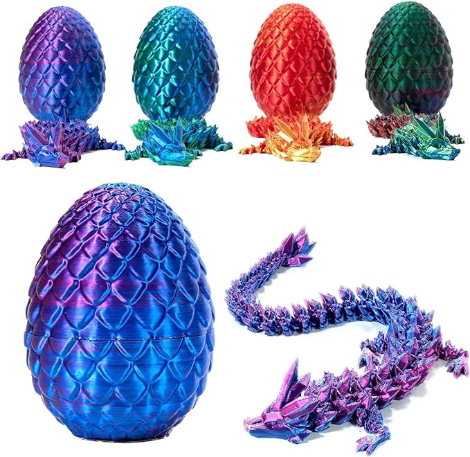 3D Printed Dragon In Egg,Full Articulated Dragon Crystal Dragon With Dragon Egg,Flexible Joints Home Decor Executive Desk Toys,Home Office Decor Executive Desk Toys For Autism ADHD